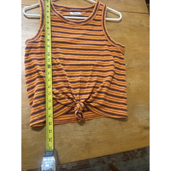 Madewell Shirt Womens M Orange Striped Audio-Knot Front Tank Top Sleeveless - Picture 7 of 9